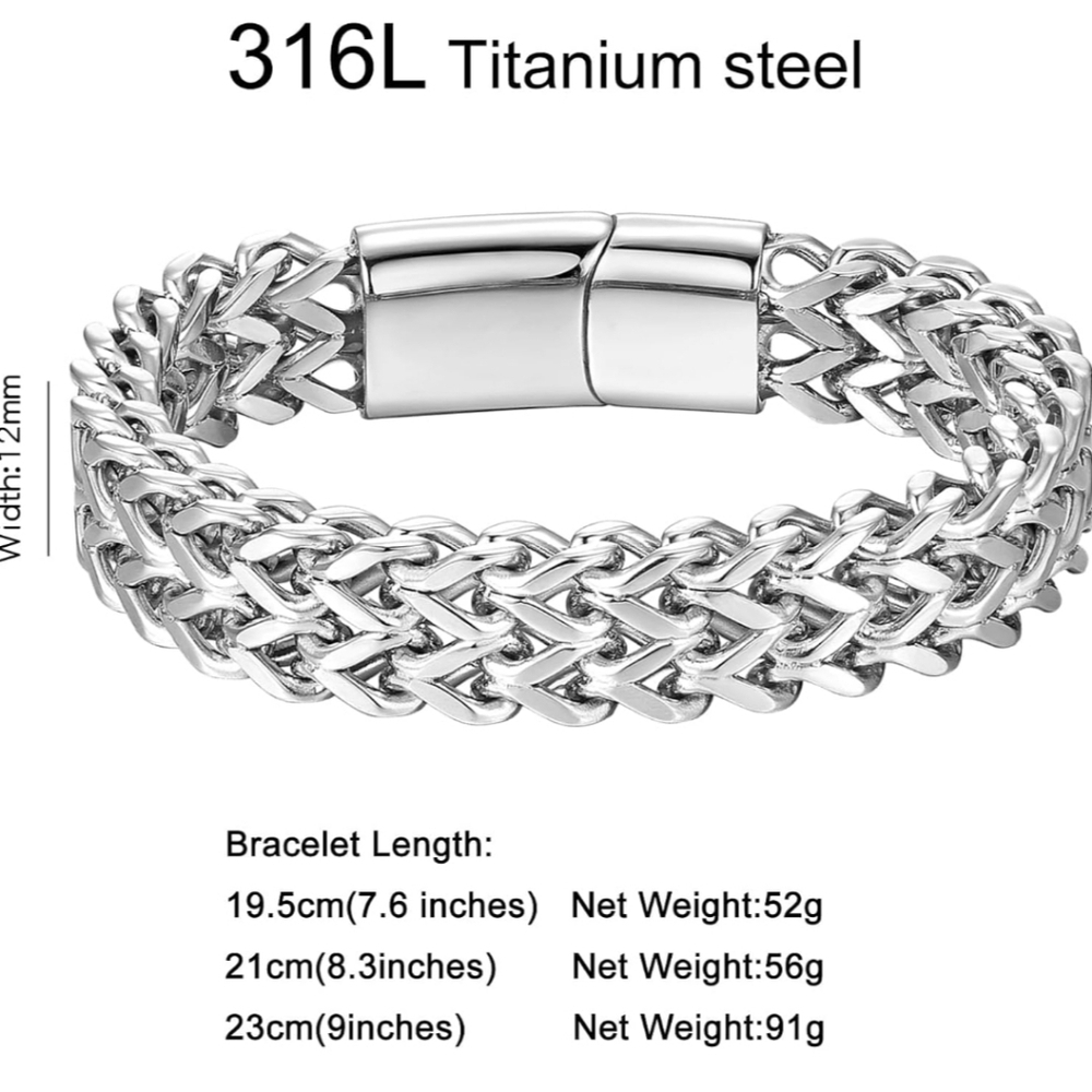 Stainless Steel Magnetic Bayonet Clasp Franco Chain Bracelet For Men 7.5" - Picture 11 of 11